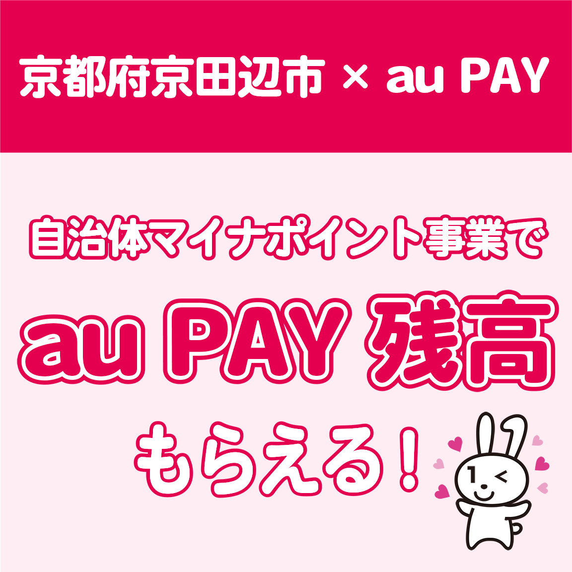 2023年10月1日時点で京田辺市に住民登録があるマイナンバーカードをお持ちの方を対象に、5,000円相当の自治体マイナポイント（au PAY 残高）を付与