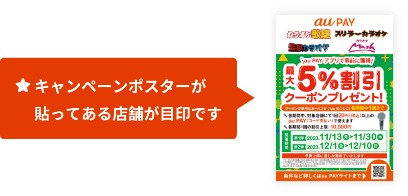 キャンペーンポスターが貼ってある店舗が目印です