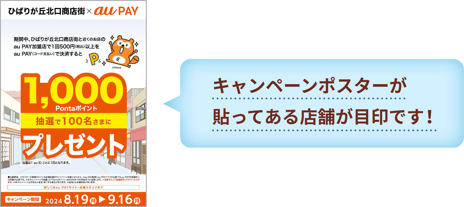 キャンペンポスターが貼ってある店舗が目印です！