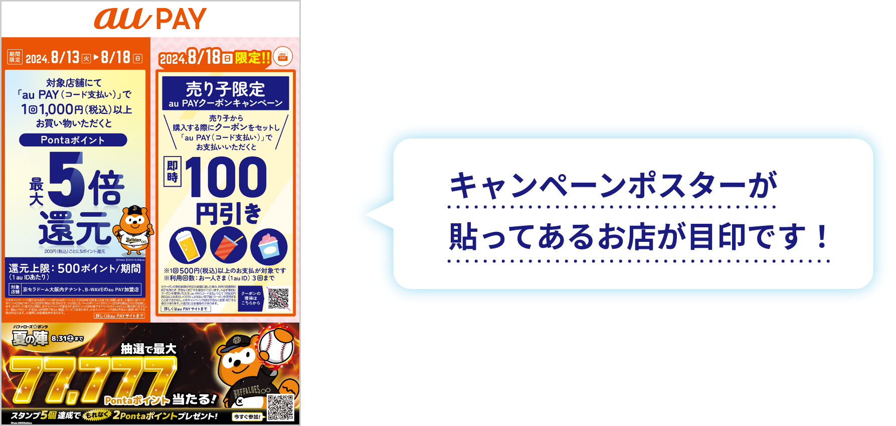 キャンペンポスターが貼ってある店舗が目印です！