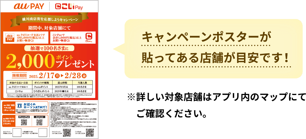 キャンペーンポスターが貼ってある店舗が目安です！