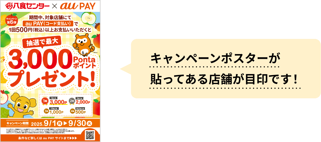 キャンペーンポスターが貼ってある店舗が目印です！