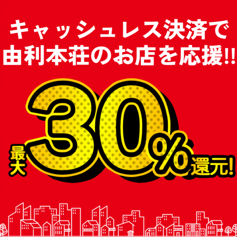 【自治体キャンペーン】秋田県 由利本荘市の対象店舗でau PAYを使うとお支払いの最大30％が戻ってくる（2022年6月1日～）