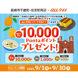 au PAY、長崎県 長崎市千歳町・住吉町周辺エリアの対象店舗でのお買い物で抽選で最大10,000Pontaポイントをプレゼント（2025年9月1日～）