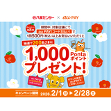 au PAY、八食センターの対象店舗でのお買い物で抽選で200名様に1,000Pontaポイントをプレゼント（2026年2月1日～）