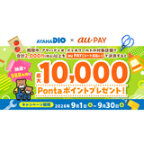 au PAY、アヤハディオ、ディオワールドの対象店舗でのお買い物で抽選で988名様に最大10,000Pontaポイントをプレゼント（2026年9月1日～）