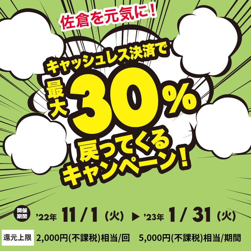 【自治体キャンペーン】千葉県 佐倉市の対象店舗でau PAYを使うとお支払いの最大30％が戻ってくる（2022年11月1日～）