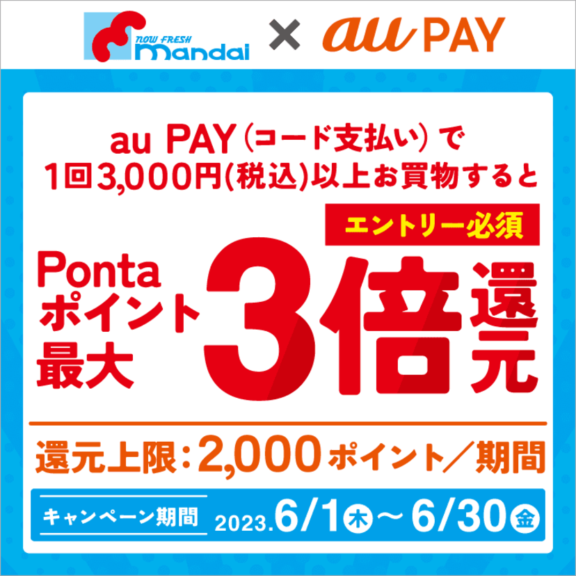au PAY、「mandai」でのお買い物でPontaポイントを最大3倍還元