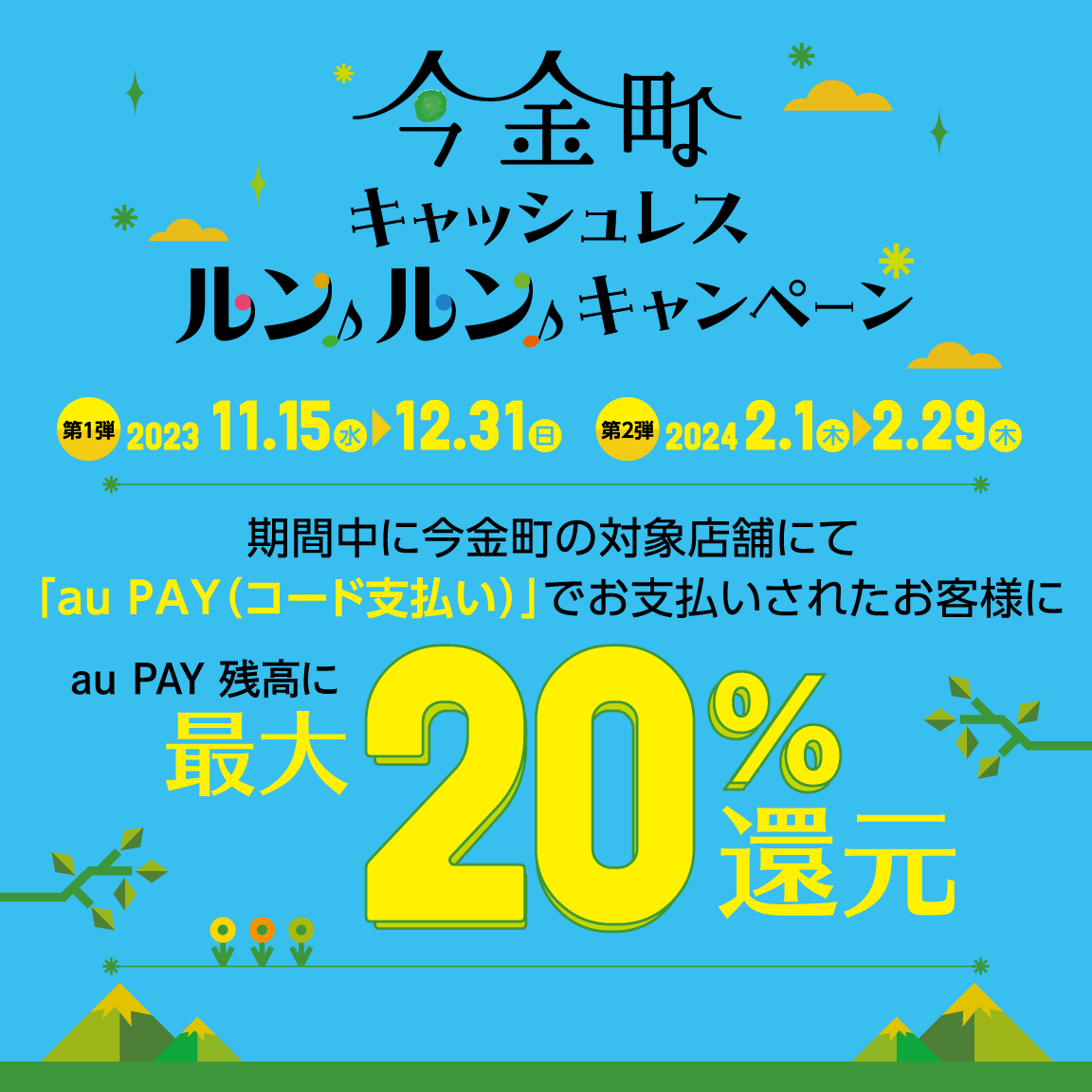 自治体キャンペーン】北海道 瀬棚郡今金町の対象店舗でau PAYを使う